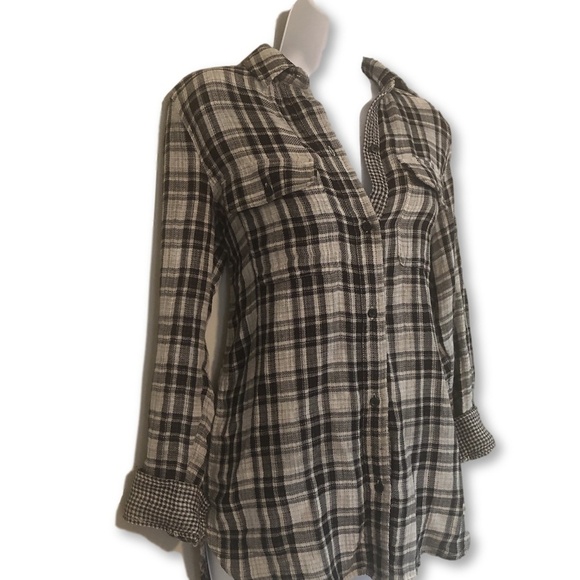 MADEWELL - Lightweight Black & White Plaid Button Down Top - Picture 1 of 7